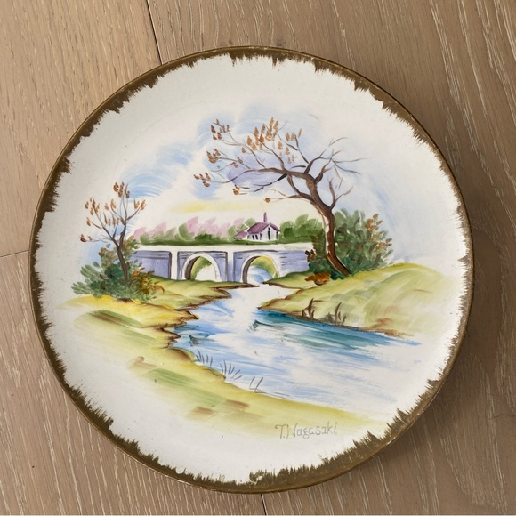 ⭐️Enesco⭐️4 Vintage Hand Painted Plate Signed by artist T. Nagasaki - Picture 6 of 10